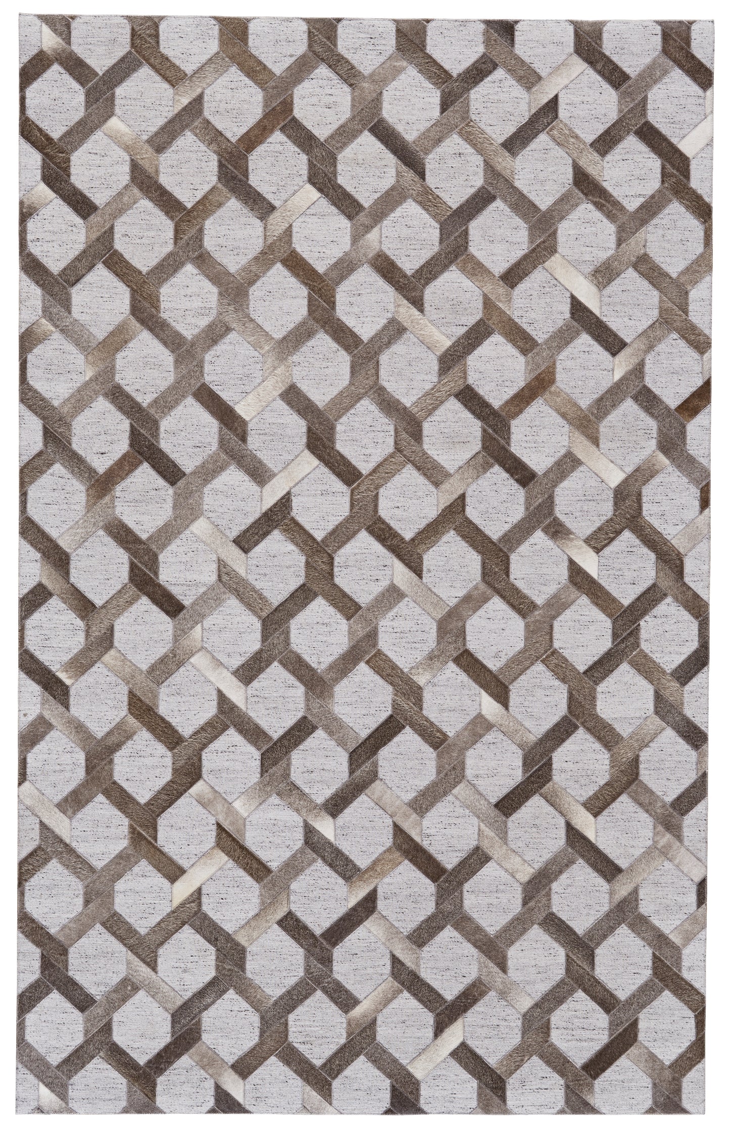 Fannin Transitional/Mid-Century Modern/Global Geometric/Trellis & Lattice Gray/Taupe/Silver - Feizy Rug