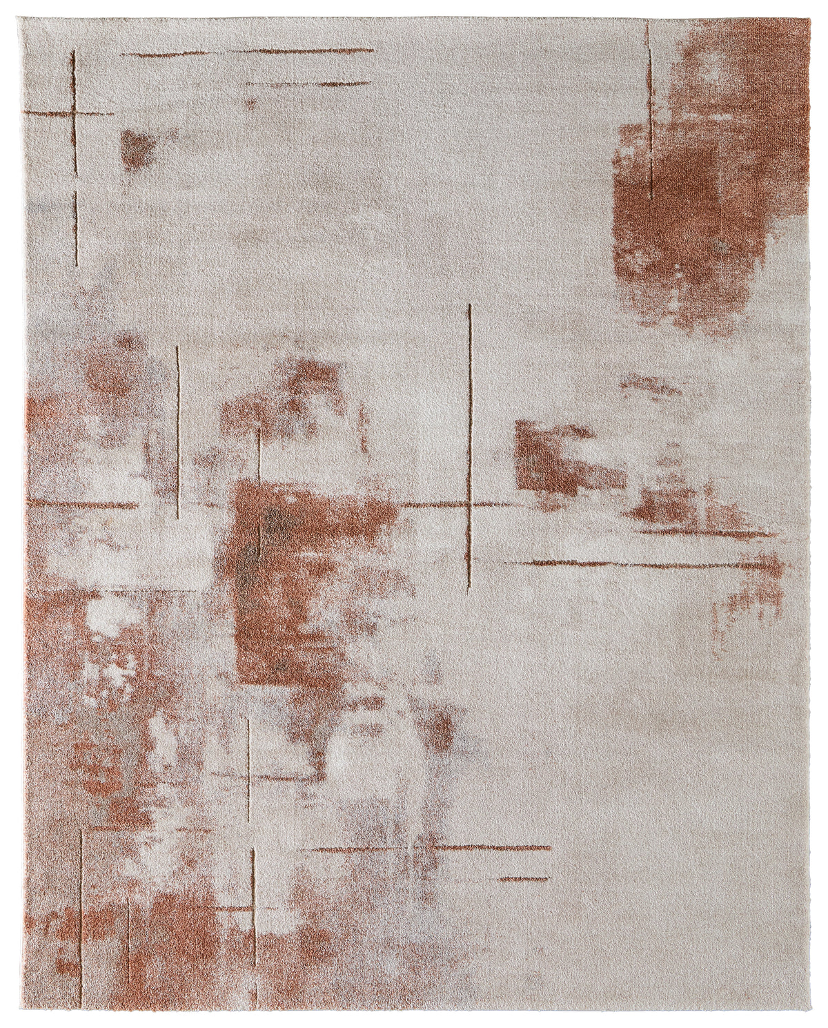 Gilmore Modern/Industrial Abstract Ivory/Orange/Gray - Feizy Rug