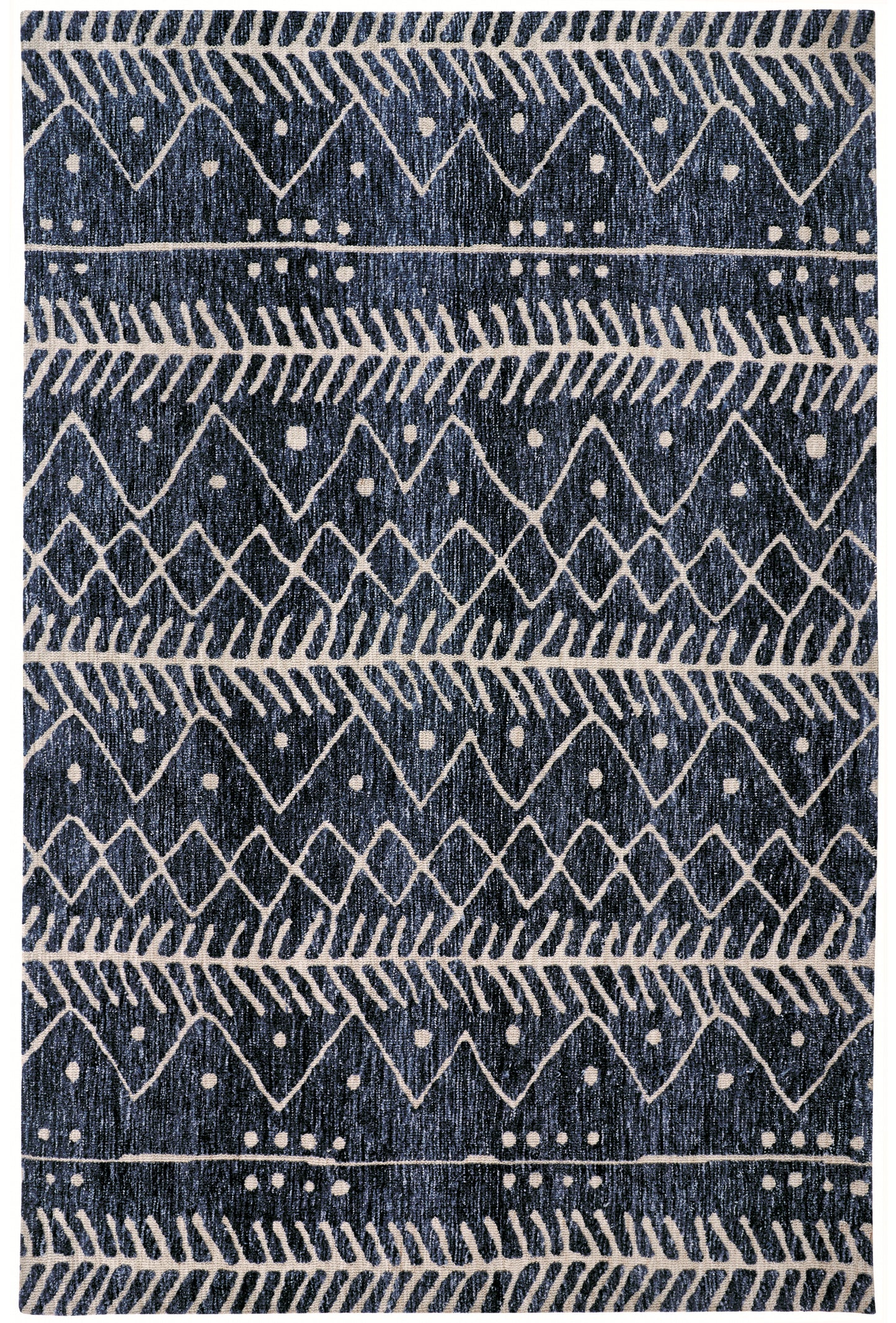 Colton Modern/Moroccan/Bohemian & Eclectic Geometric/Stripes Blue/Ivory - Feizy Rug