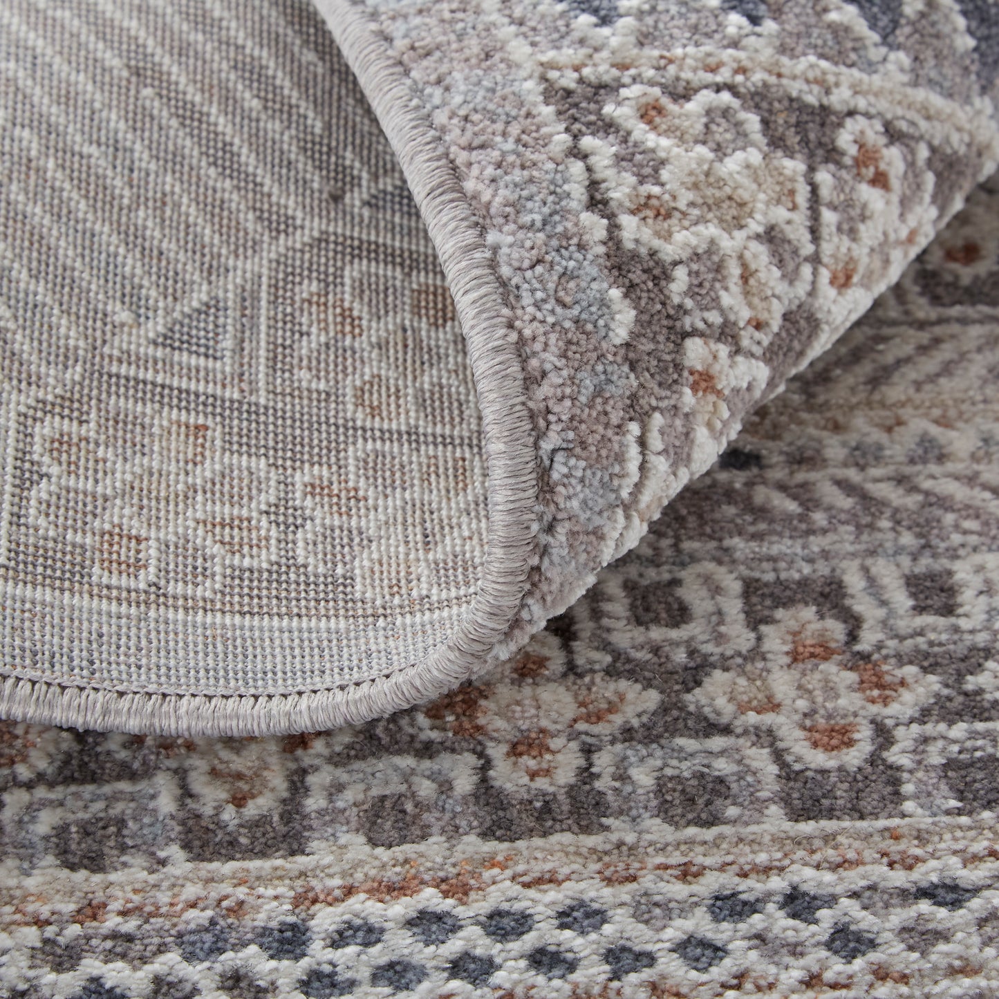 Francisco Transitional/Southwestern/Mid-Century Modern Medallion/Geometric/Distressed Ivory/Gray - Feizy Rug
