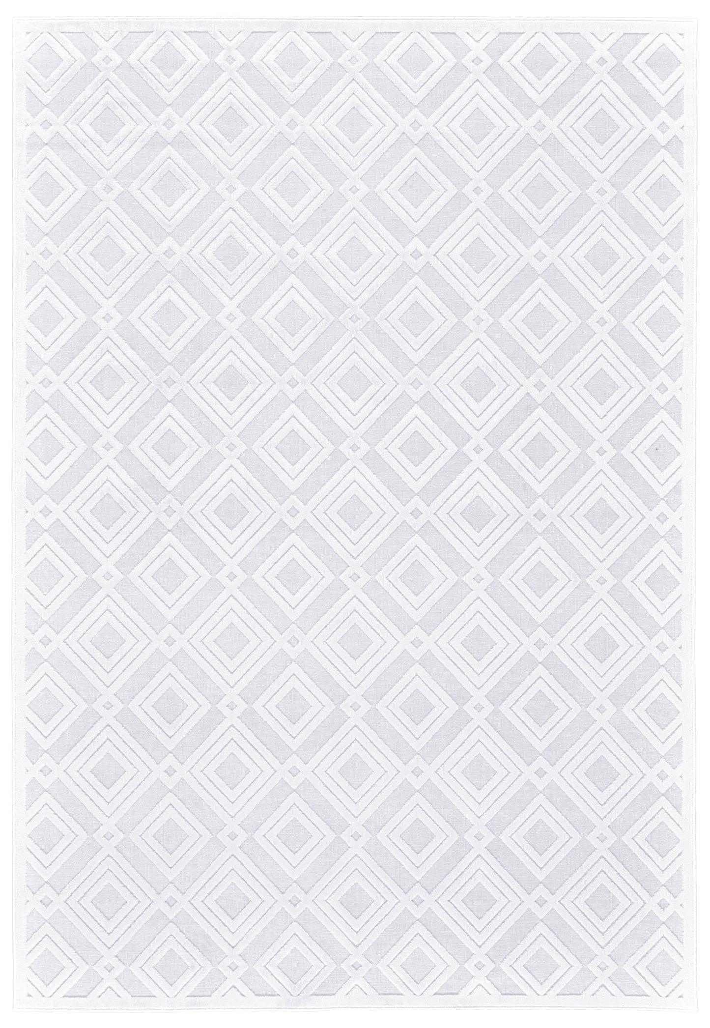 Saphir Mira Modern/Mid-Century Modern Geometric/Diamond/Solid White - Feizy Rug