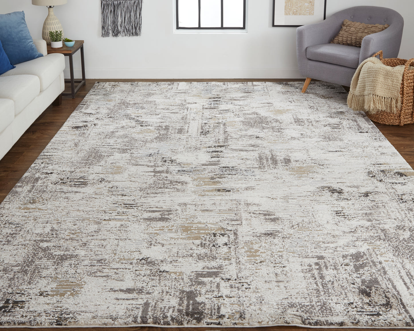 Vancouver Modern/Industrial Ivory/Gray/Brown Area Rug