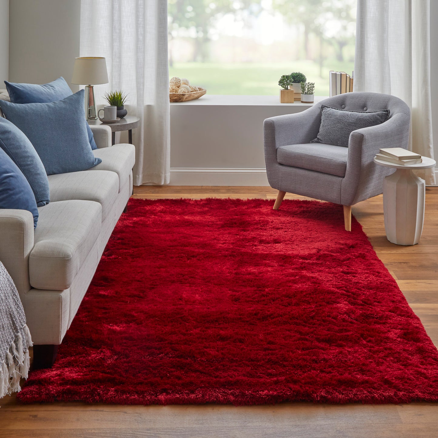 Indochine Modern/Luxury & Glam/Casual Red/Purple Round Rug