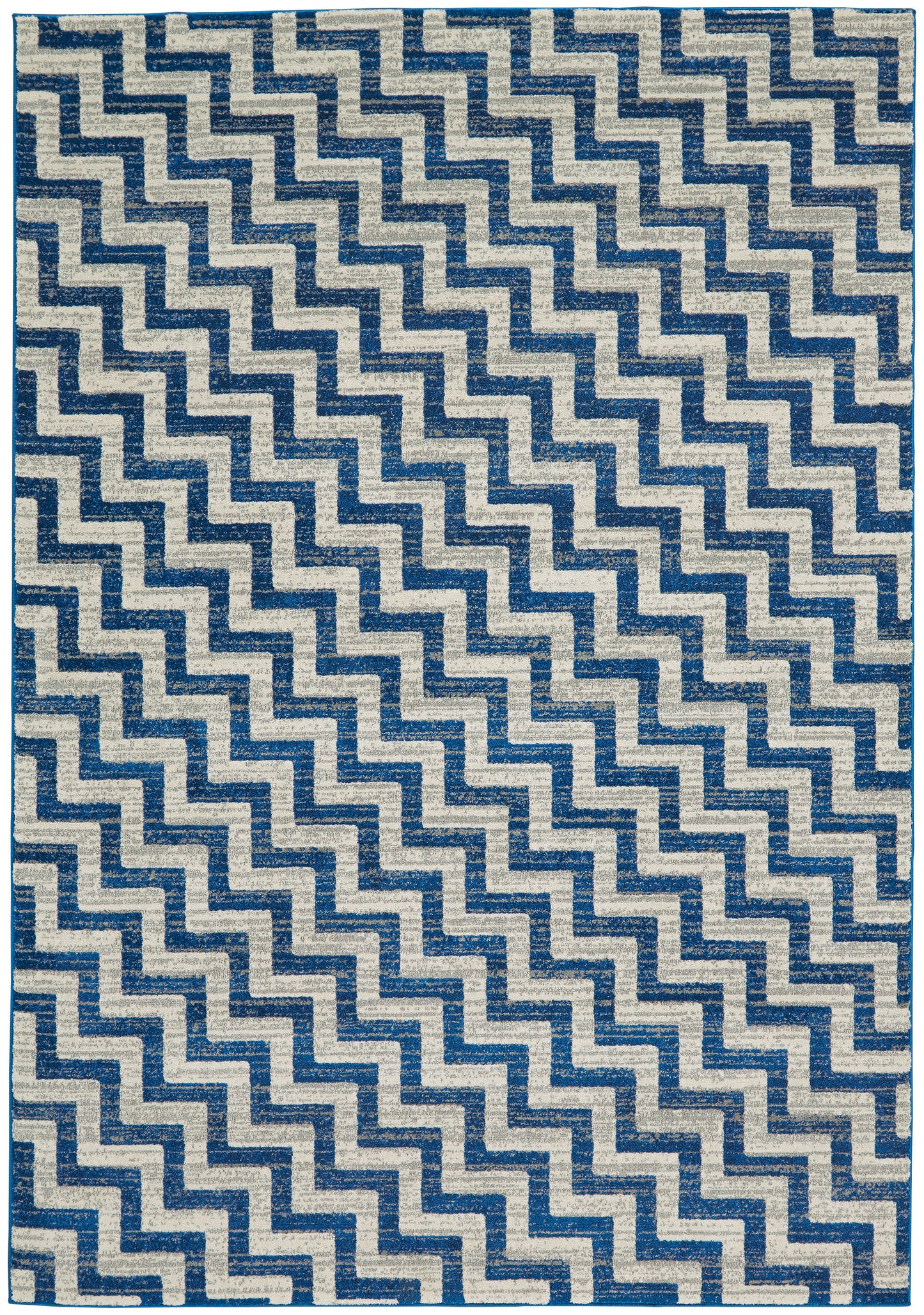 Brixton Modern/Nautical & Coastal/Global Chevron/Geometric Blue/Ivory/Gray - Feizy Rug