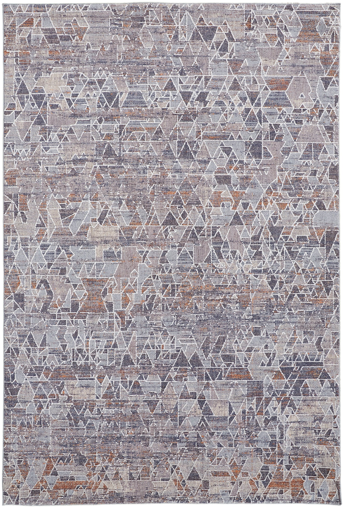 Francisco Transitional/Moroccan/Southwestern Abstract/Geometric/Distressed Gray/Blue/Orange - Feizy Rug