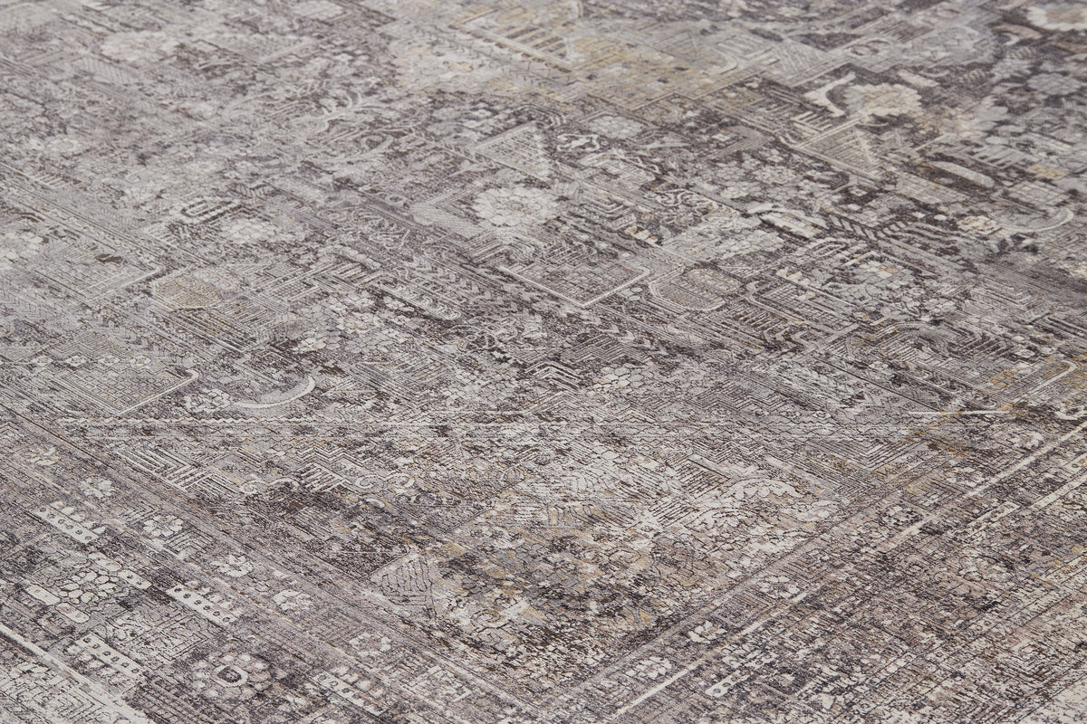 Sarrant Transitional/Bohemian & Eclectic/Casual Medallion/Distressed/Persian Gray/Silver/Ivory 3966 - Feizy Rug