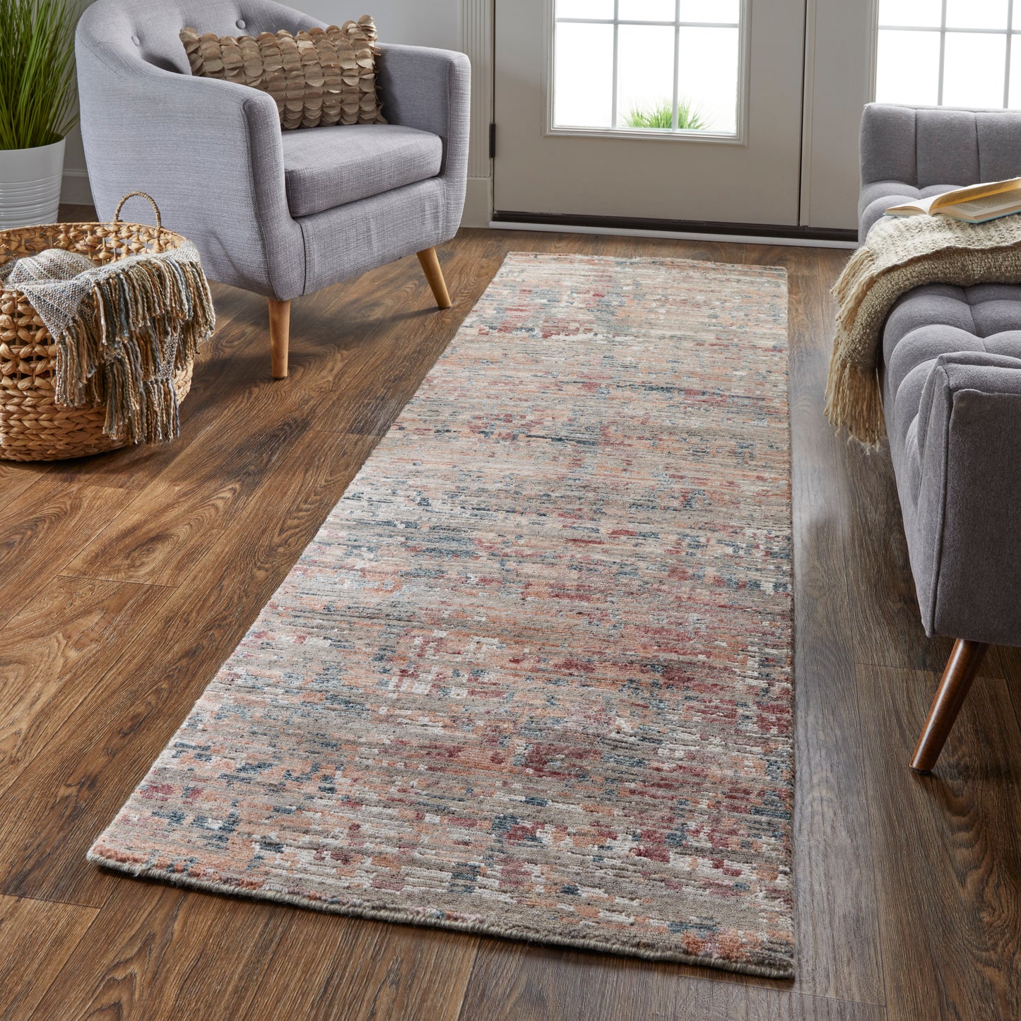 Conroe Modern/Casual/Industrial Abstract/Distressed Red/Blue - Feizy Rug