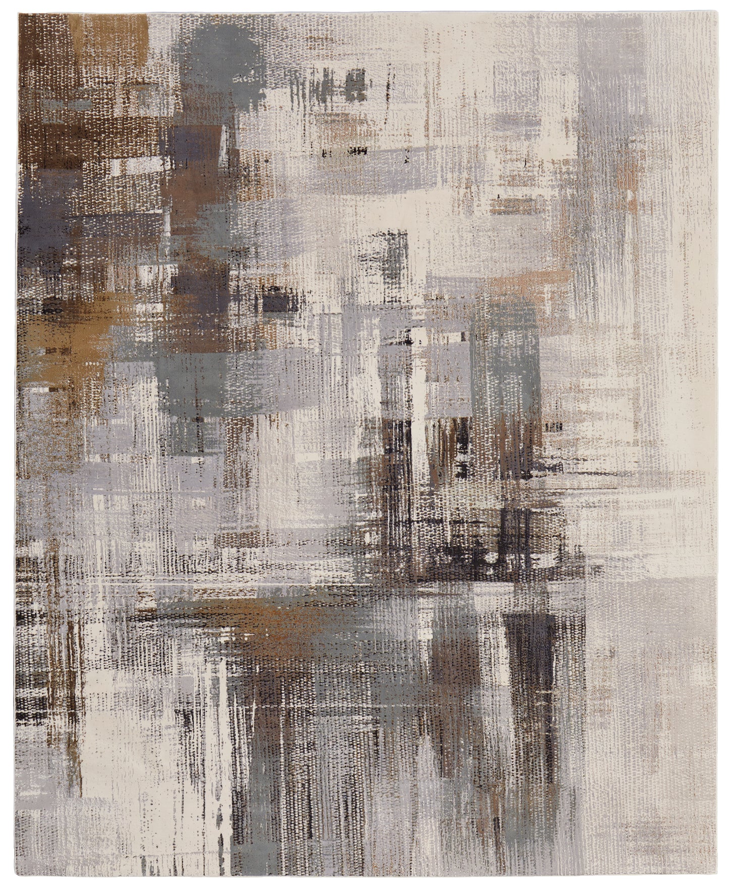 Clio Modern/Industrial/Bohemian & Eclectic Abstract Ivory/Gray/Brown - Feizy Rug