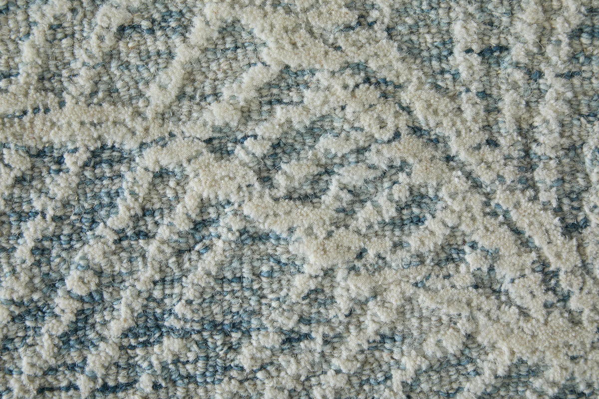 Winston Modern/Nautical & Coastal Floral & Botanical/Bordered/Abstract Blue/Ivory - Feizy Rug
