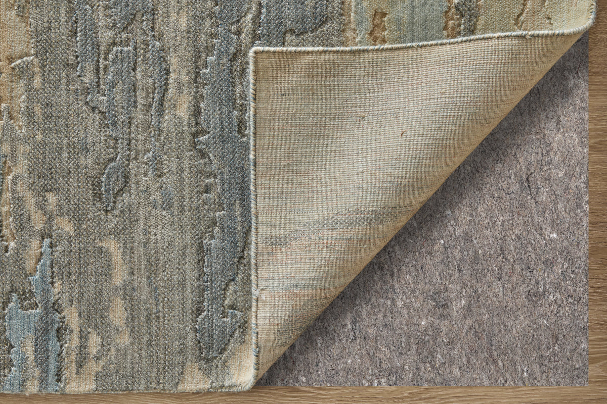 Jaxson Modern/Industrial Abstract/Watercolor Blue/Tan/Gray - Feizy Rug