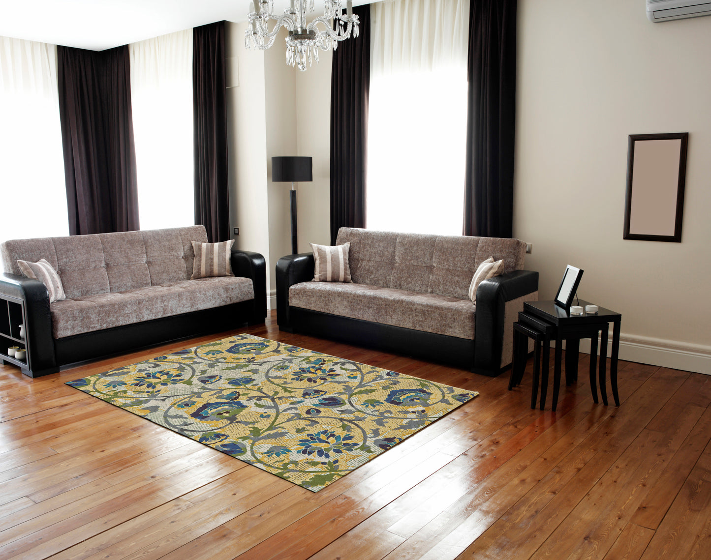 Brixton Modern/Cottage/Craftsman Scroll/Floral & Botanical Ivory/Gold/Green - Feizy Rug