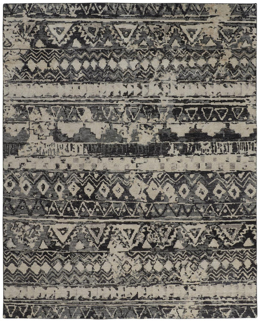 Palomar Transitional/Farmhouse/Bohemian & Eclectic Geometric/Diamond Ivory/Gray/Black - Feizy Rug