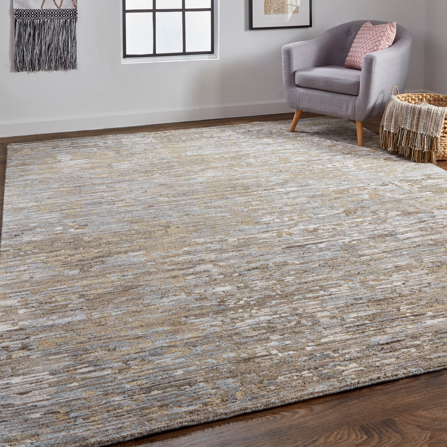 Conroe Modern/Casual/Industrial Brown/Gray Accent Rug