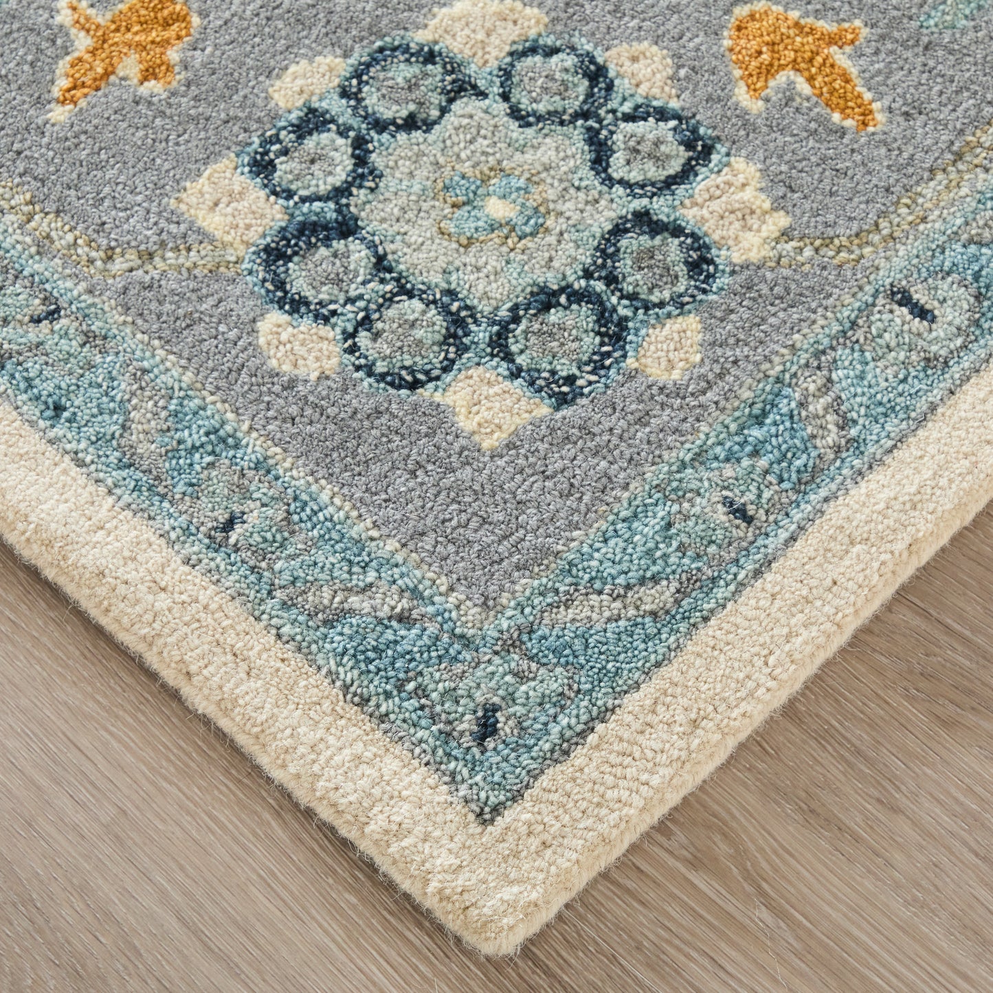 Springfield Traditional Floral & Botanical/Bordered Blue/Gray/Ivory - Feizy Rug