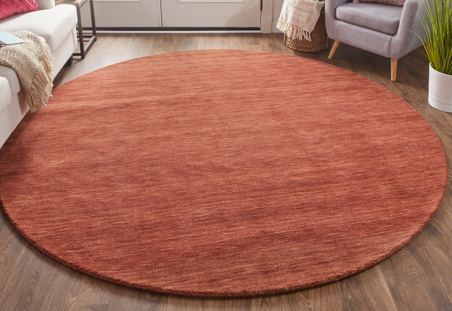 Luna Modern/Casual Solid Orange/Red - Feizy Rug