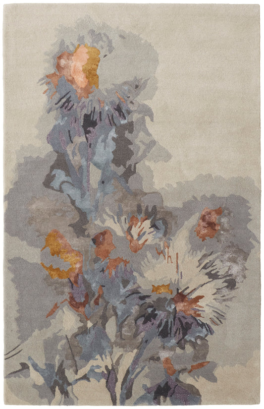 Dafney Transitional/Casual Floral & Botanical/Watercolor/Abstract Gray/Blue/Orange - Feizy Rug