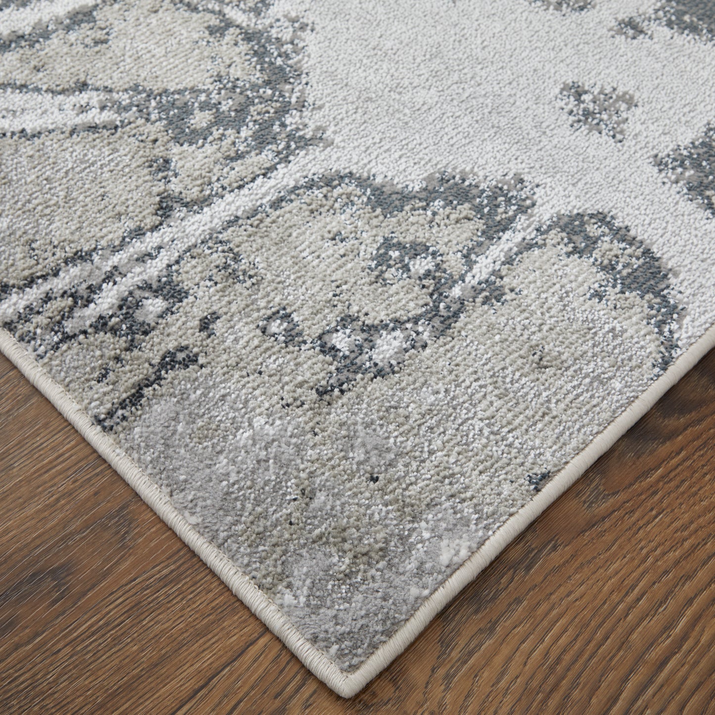 Astra Transitional/Industrial/Casual Abstract/Watercolor Gray/Silver/Ivory - Feizy Rug