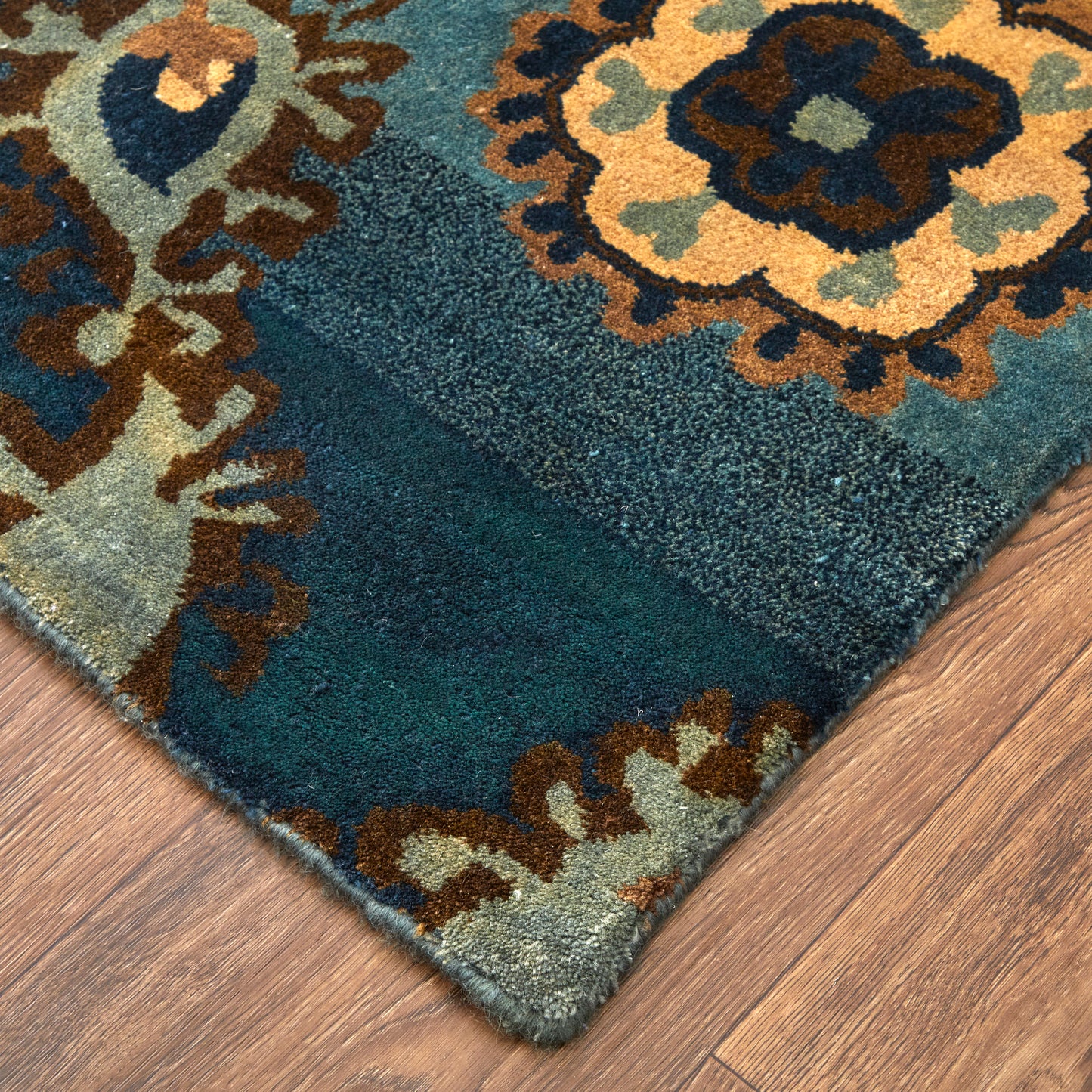Amzad Transitional/Craftsman/Casual Ikat/Floral & Botanical Blue/Gray/Tan - Feizy Rug