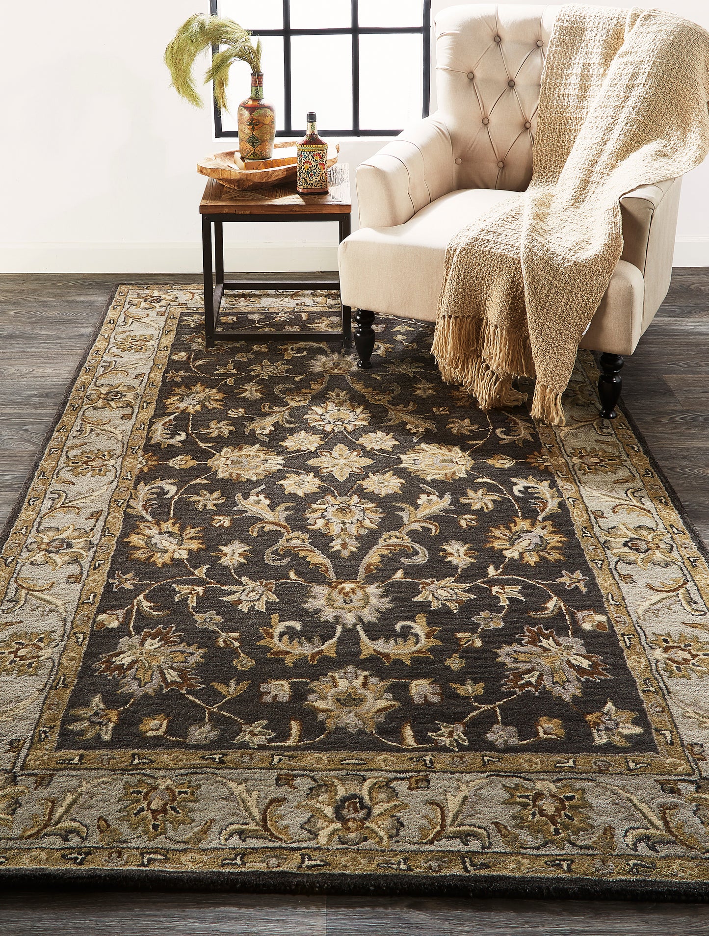 Eaton Traditional/Classic/Persian Oriental/Persian/Bordered Blue/Gray/Taupe - Feizy Rug