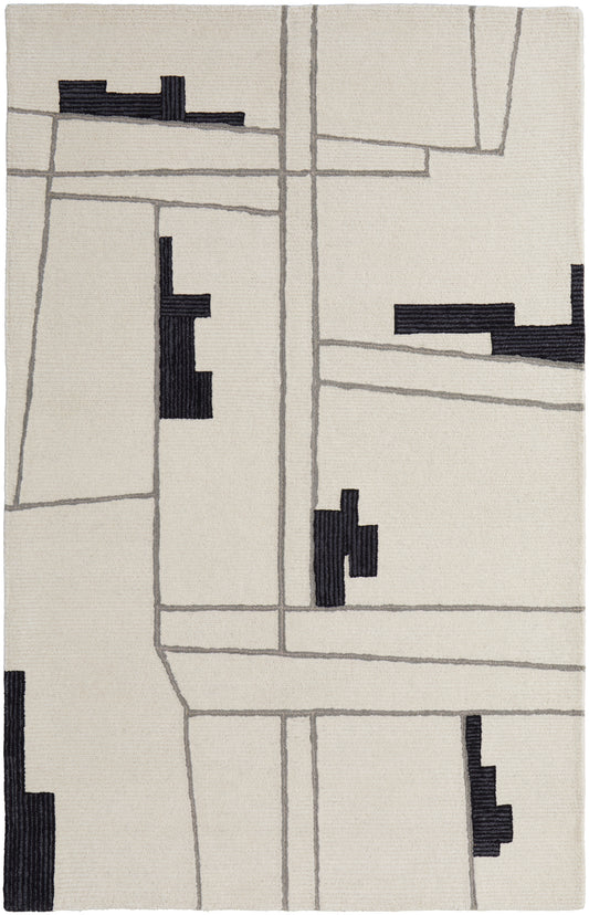 Maguire Transitional/Industrial/Mid-Century Modern Ivory/Gray/Taupe Area Rug