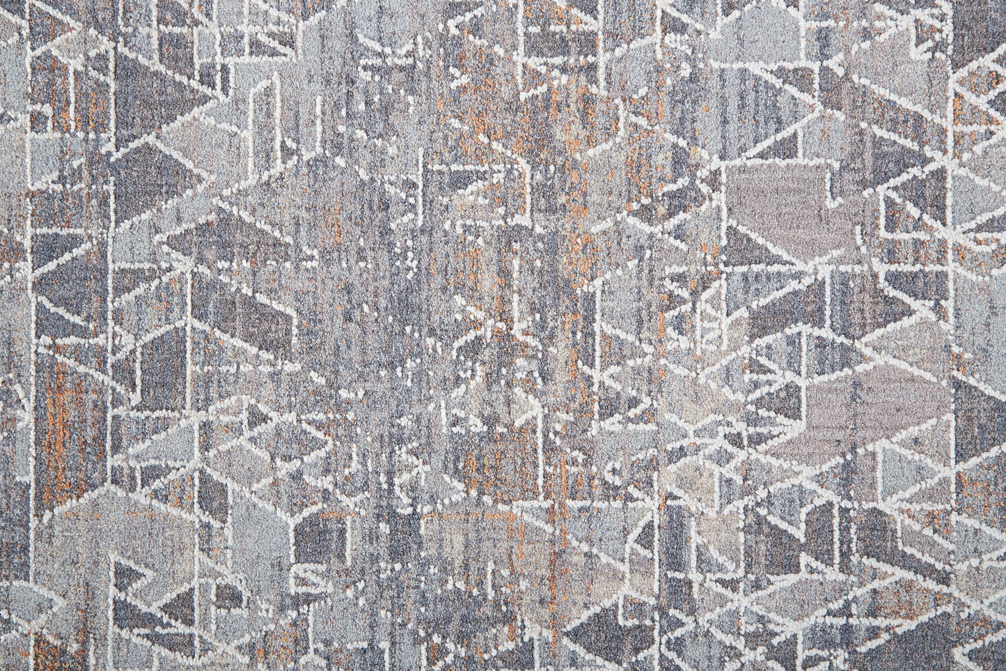 Francisco Transitional/Moroccan/Southwestern Abstract/Geometric/Distressed Gray/Blue/Orange - Feizy Rug