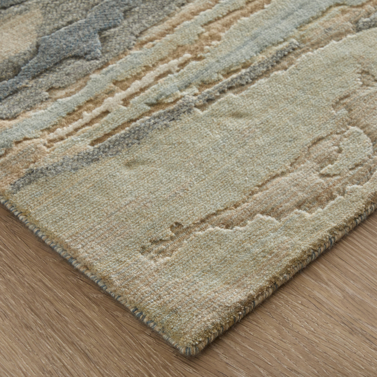 Jaxson Modern/Industrial Abstract/Watercolor Blue/Tan/Gray - Feizy Rug