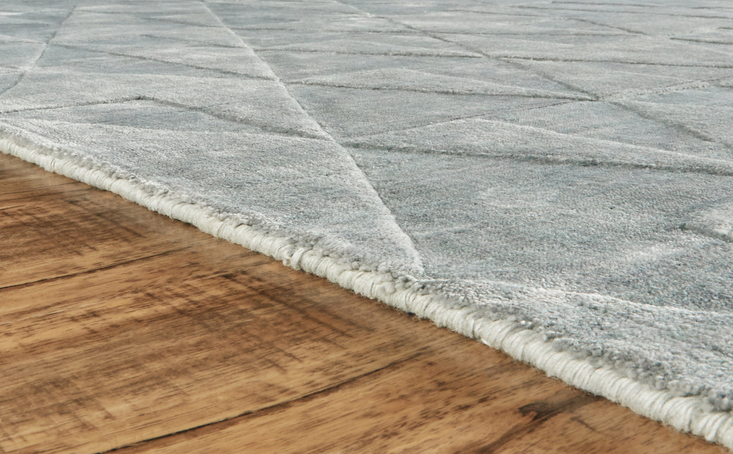 Gramercy Modern/Global/Mid-Century Modern Geometric/Argyle/Diamond Gray/Ivory/Silver - Feizy Rug