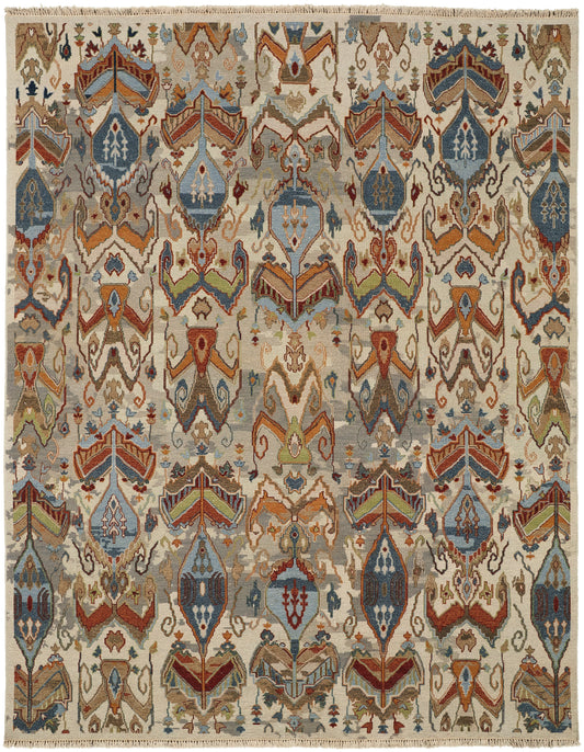 Leylan Transitional/Bohemian & Eclectic/Craftsman Tan/Ivory/Orange Area Rug