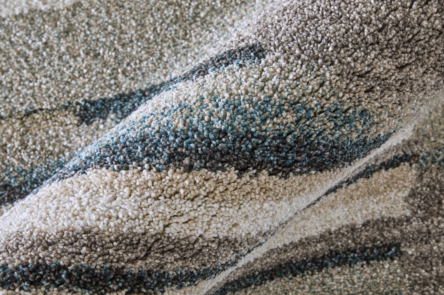 Richmond Modern/Bohemian & Eclectic/Global Abstract/Geometric/Stripes Ivory/Gray/Blue - Feizy Rug