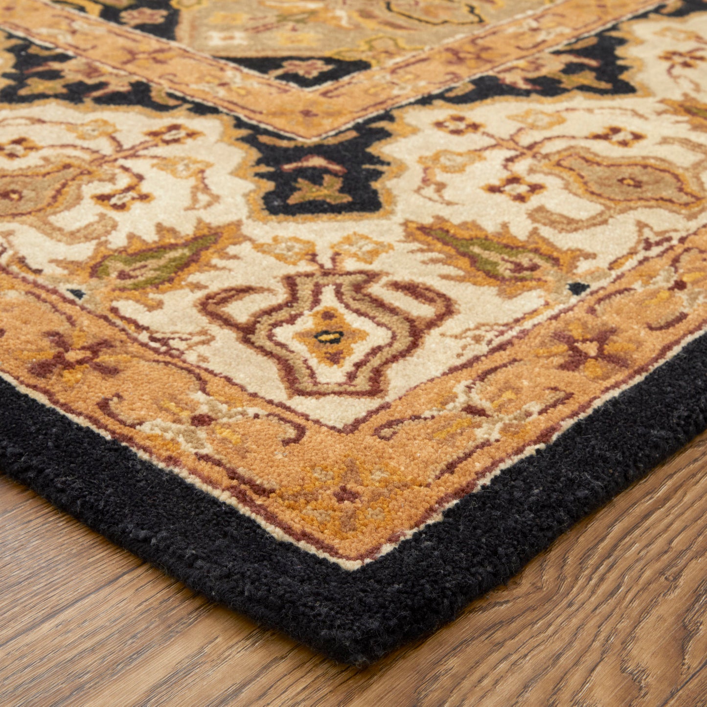 Wagner Traditional/Classic/Vintage Diamond/Persian/Bordered Gold/Tan/Black - Feizy Rug