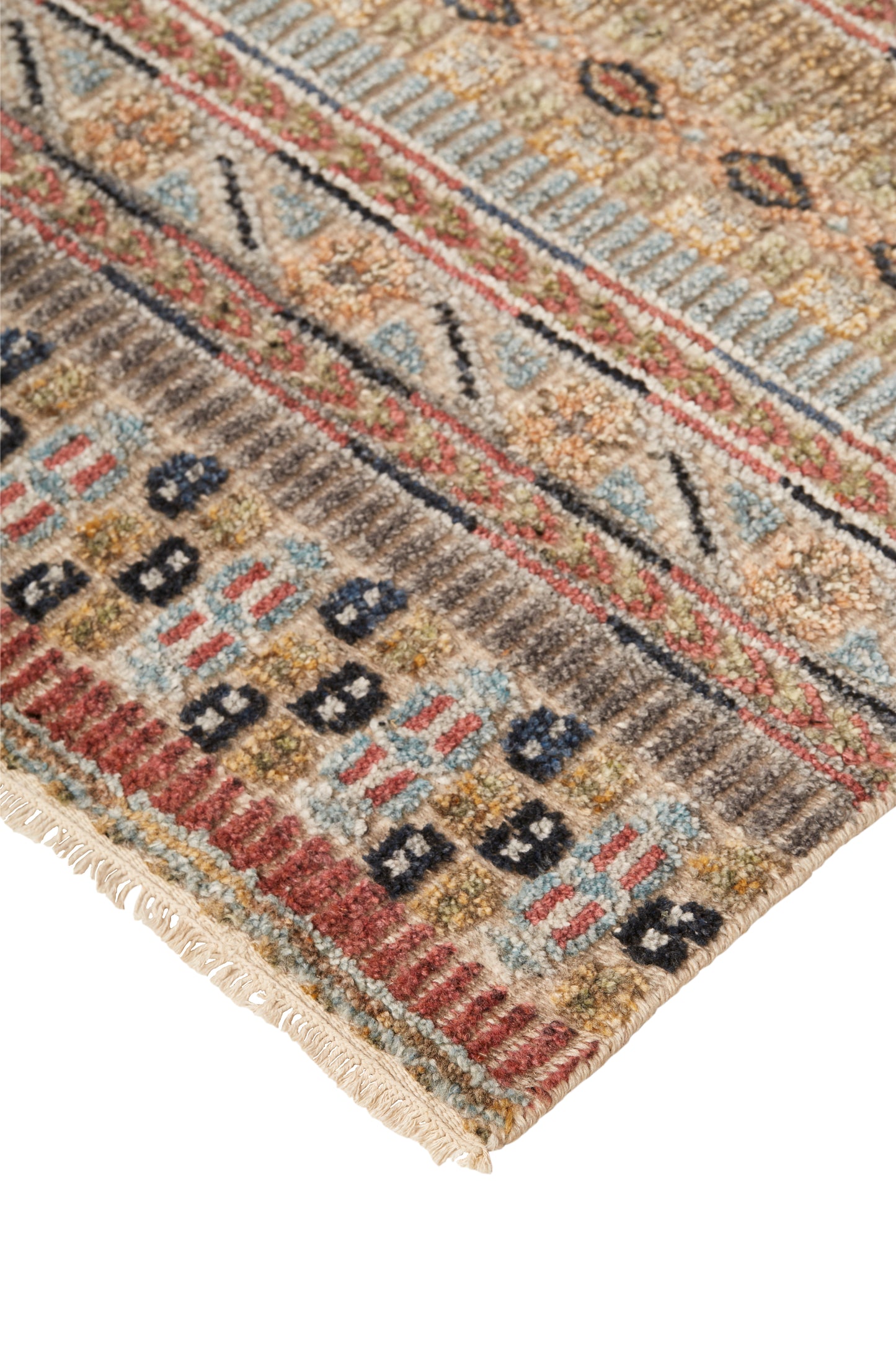 Payton Transitional/Global/Craftsman Stripes/Geometric Tan/Orange/Blue - Feizy Rug