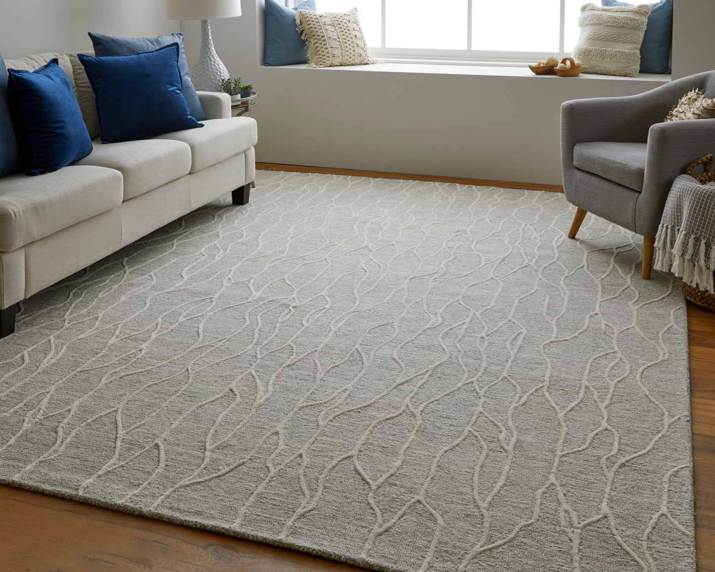 Enzo Transitional/Casual/Natural Abstract Taupe/Ivory - Feizy Rug