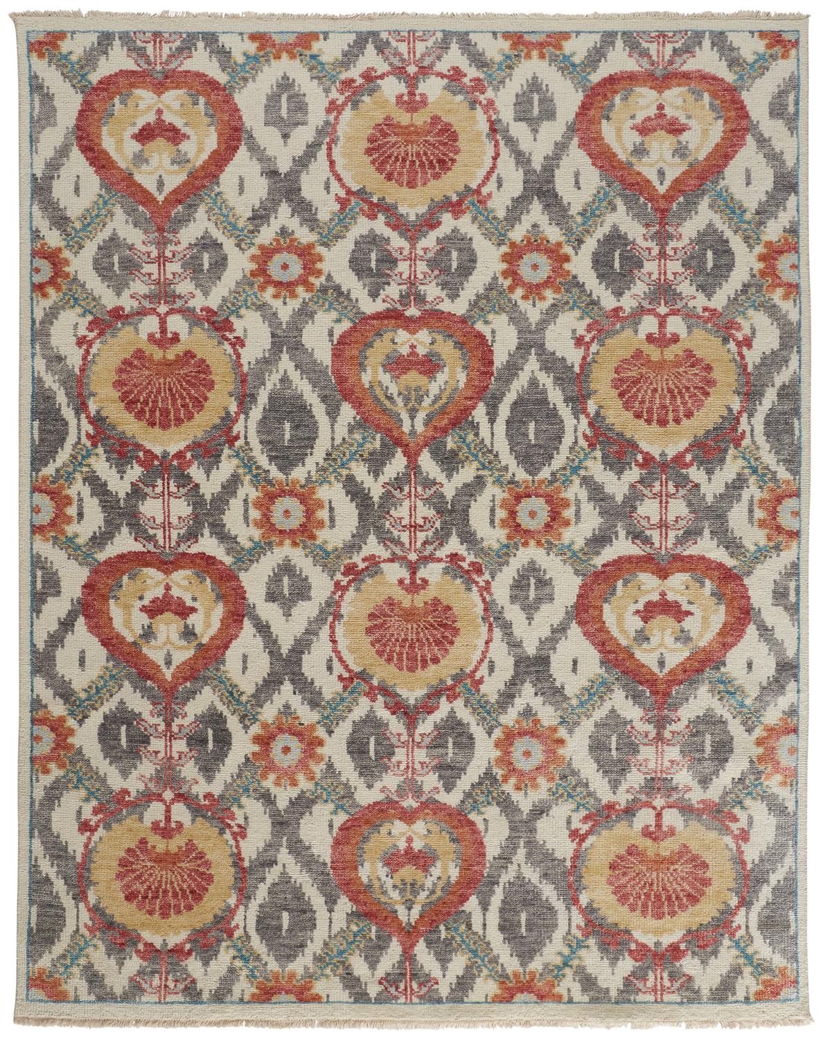 Beall Traditional/Bohemian & Eclectic Oriental/Ikat/Diamond Orange/Gray - Feizy Rug