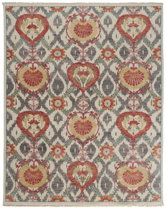 Beall Traditional/Bohemian & Eclectic Oriental/Ikat/Diamond Orange/Gray - Feizy Rug
