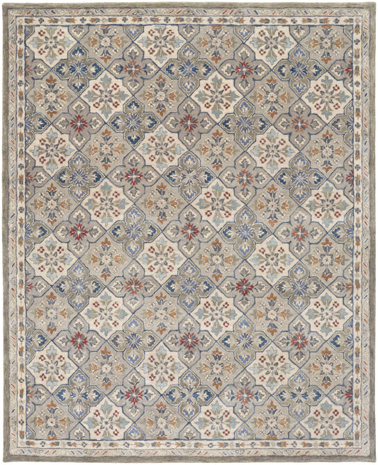 Rylan Transitional/Vintage/Bohemian & Eclectic Taupe/Ivory/Red Accent Rug