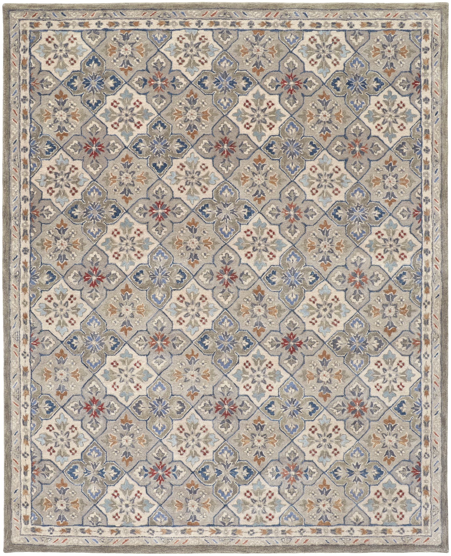 Rylan Transitional/Vintage/Bohemian & Eclectic Taupe/Ivory/Red Area Rug