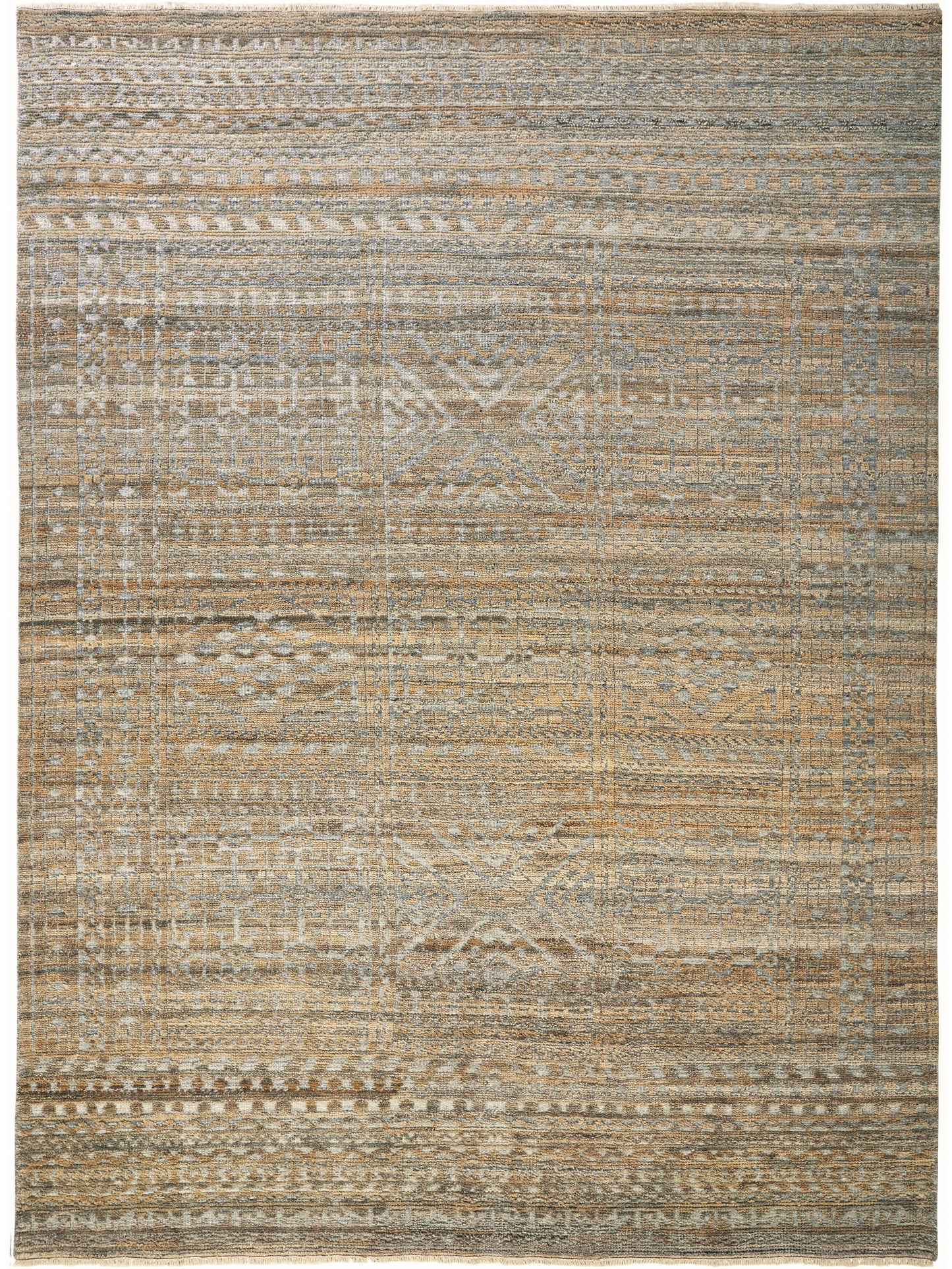 Payton Transitional/Global/Natural Geometric/Distressed Gold/Tan/Ivory - Feizy Rug