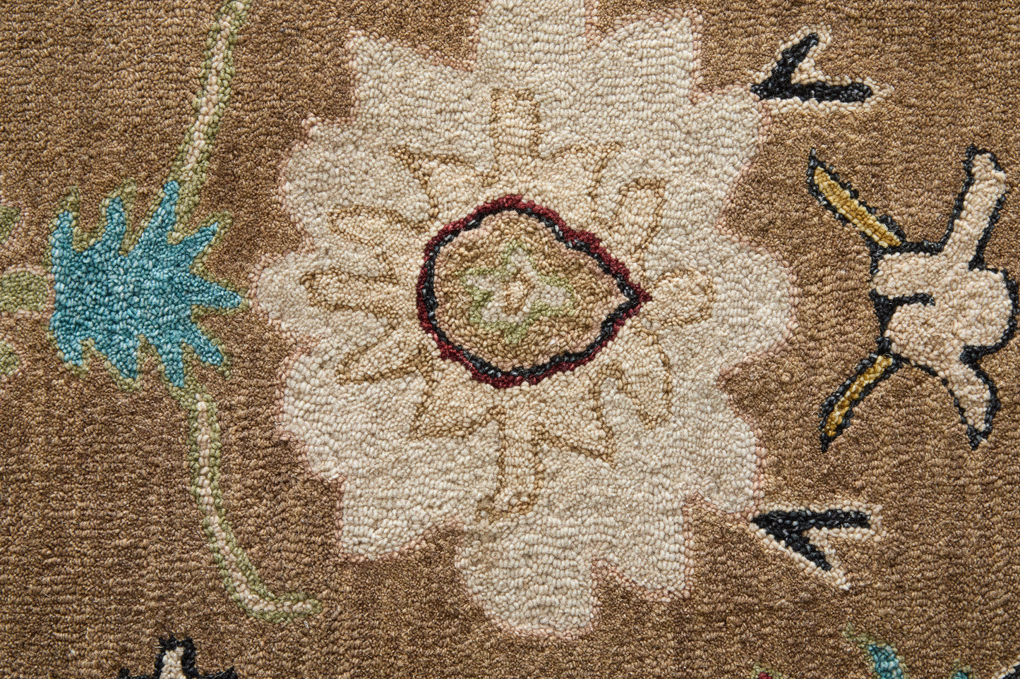 Springfield Traditional Floral & Botanical/Bordered Tan/Ivory/Blue - Feizy Rug