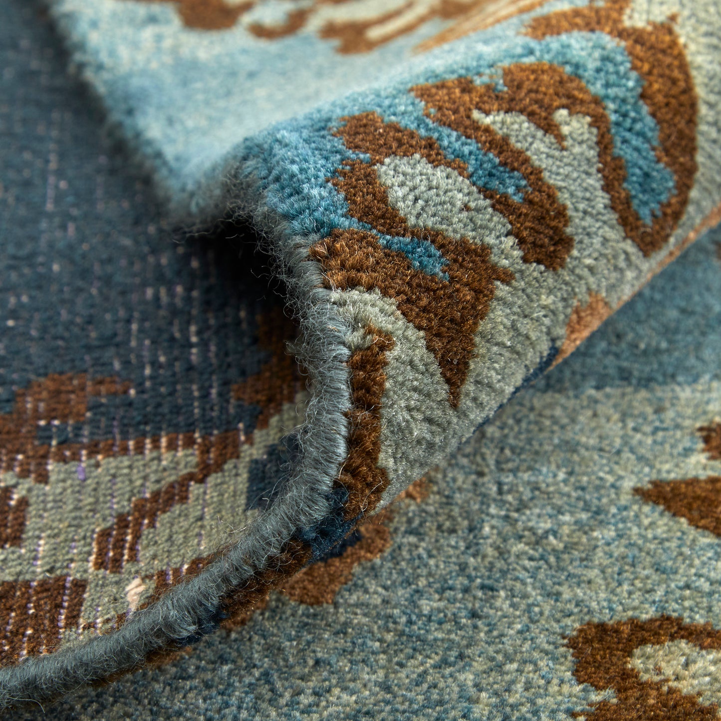Amzad Transitional/Craftsman/Casual Ikat/Floral & Botanical Blue/Gray/Tan - Feizy Rug