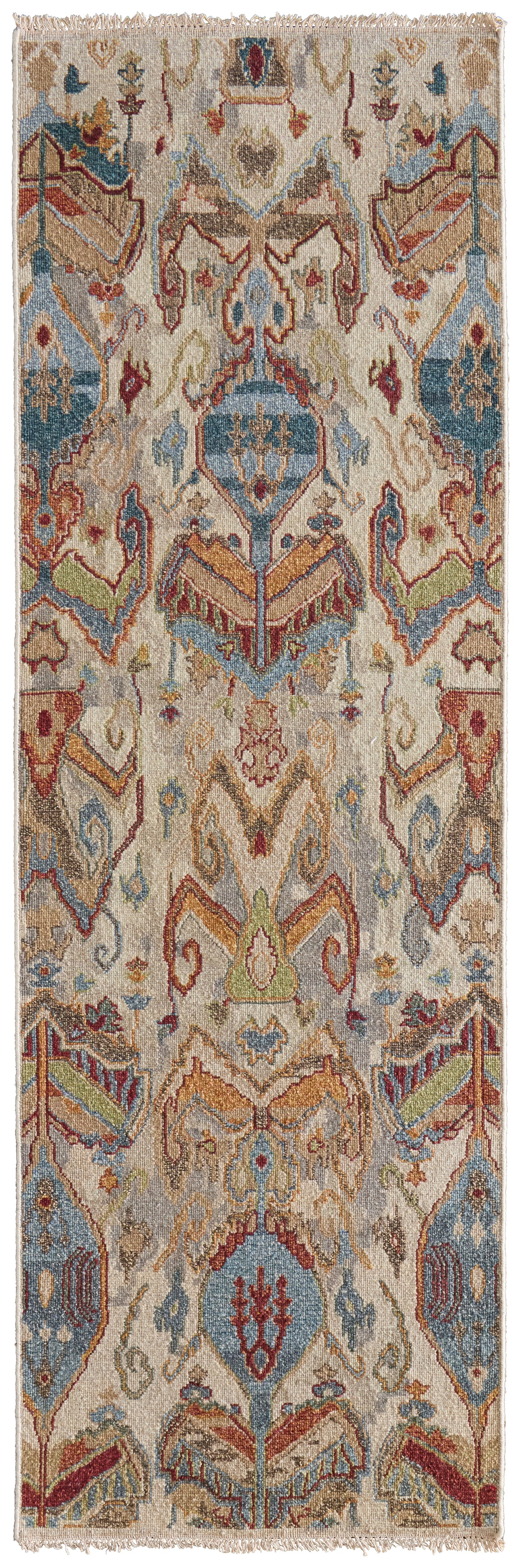 Leylan Transitional/Bohemian & Eclectic/Craftsman Ikat Tan/Ivory/Orange - Feizy Rug