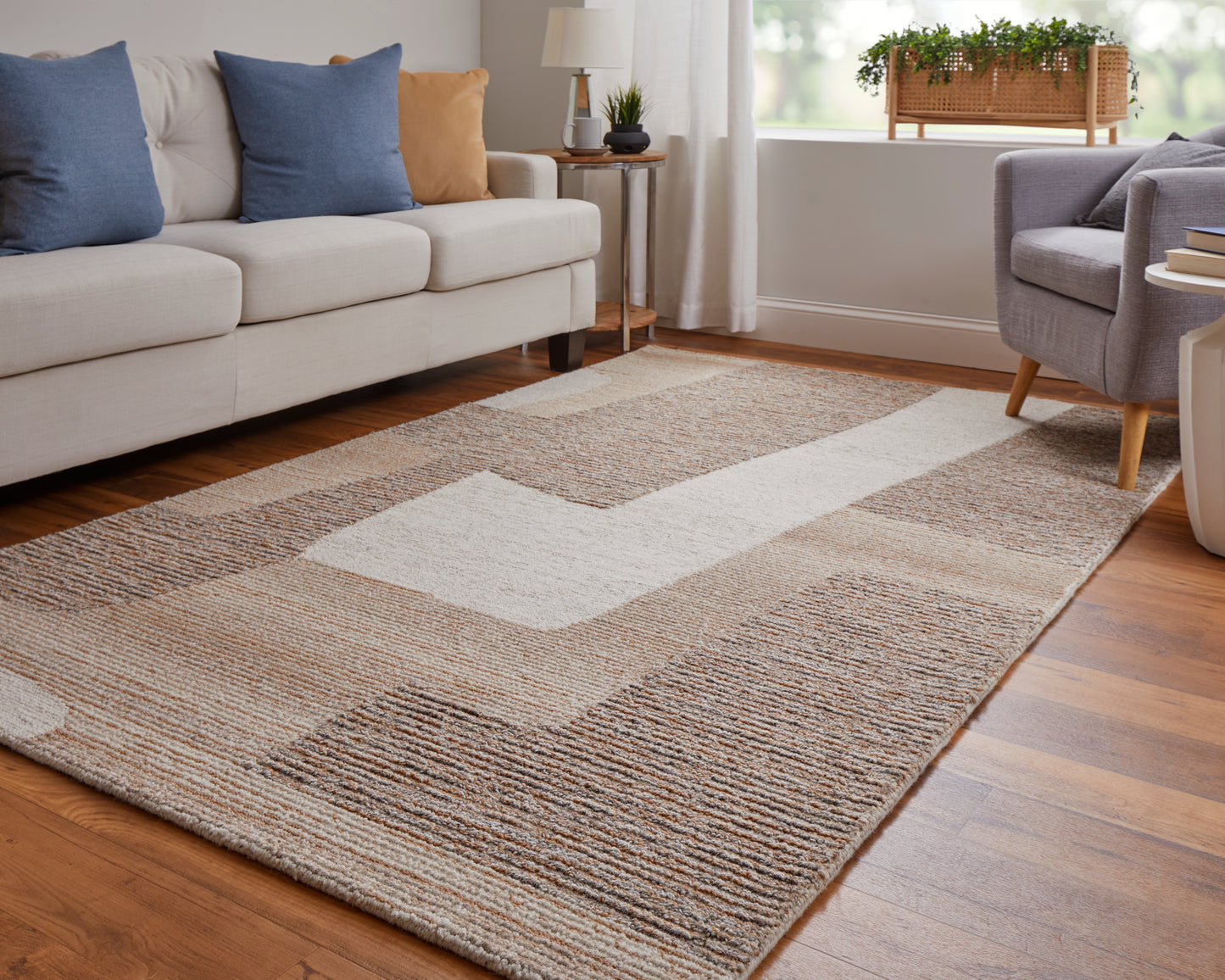 Pollock Modern/Casual/Bohemian & Eclectic Abstract/Color Block Brown/Tan/Ivory - Feizy Rug