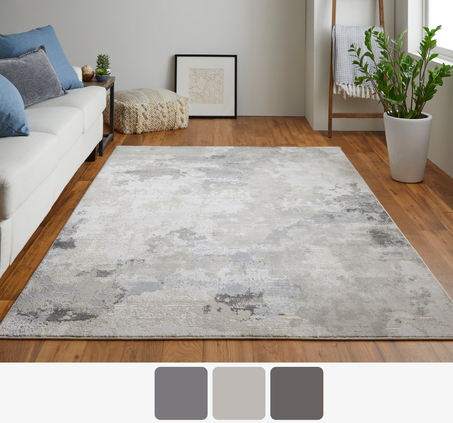 Prasad Modern/Casual Ivory/Gray Area Rug