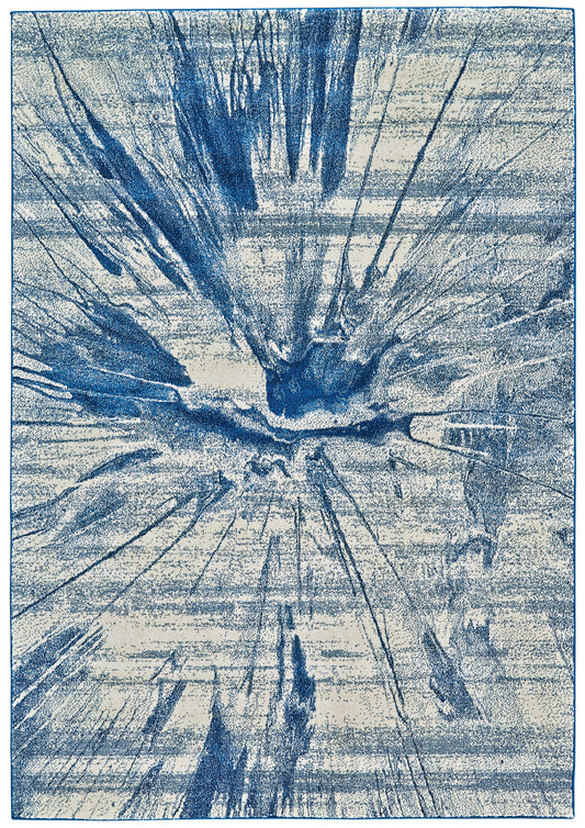 Brixton Modern/Bohemian & Eclectic/Nautical & Coastal Abstract/Distressed Blue/Ivory - Feizy Rug