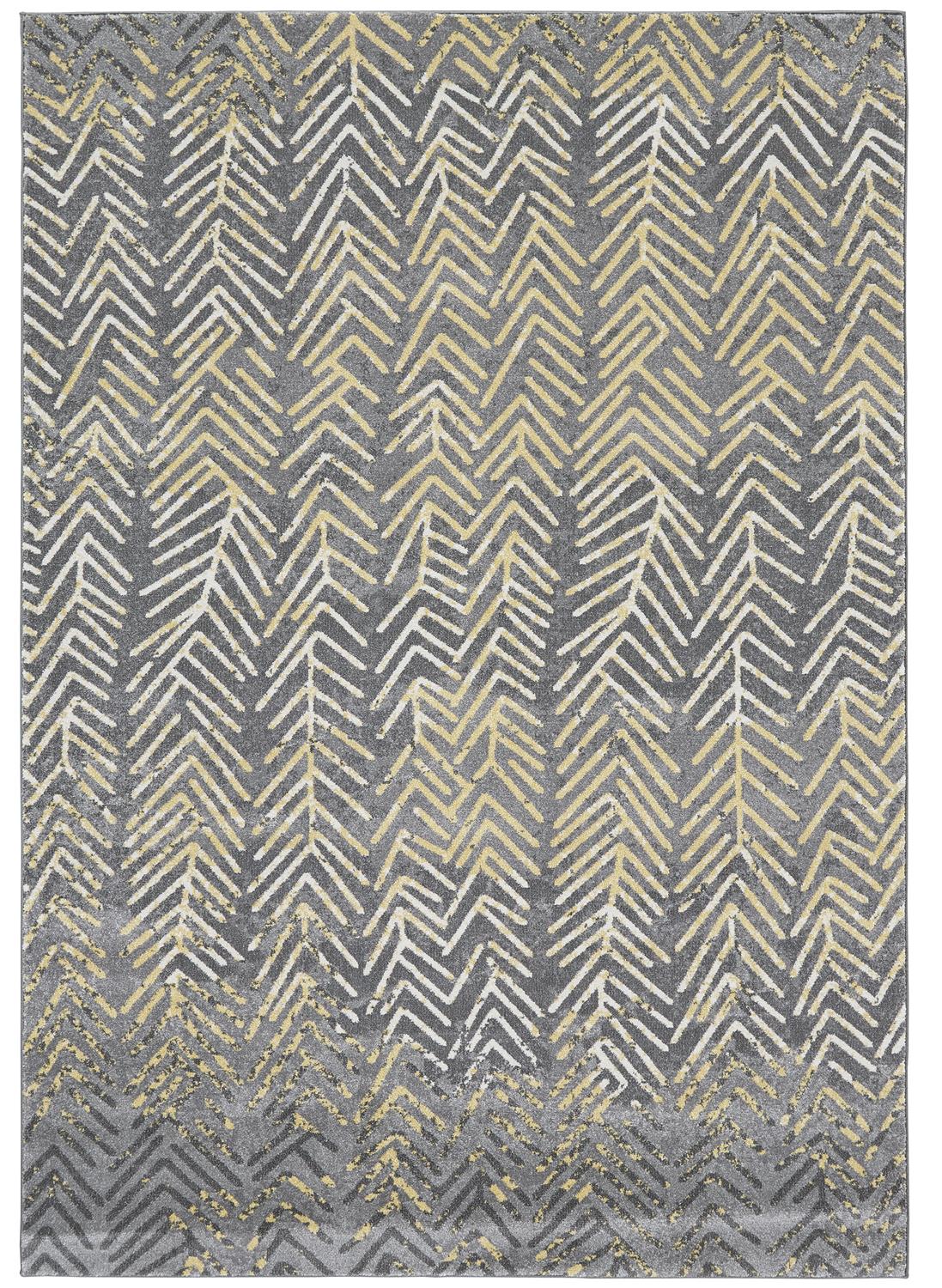 Bleecker Modern/Bohemian & Eclectic/Casual Chevron/Abstract/Geometric Gray/Yellow/White - Feizy Rug