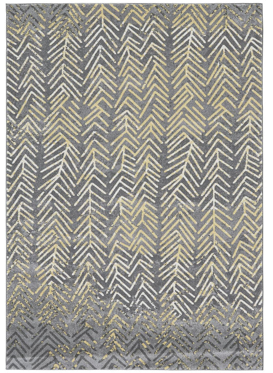 Bleecker Modern/Bohemian & Eclectic/Casual Chevron/Abstract/Geometric Gray/Yellow/White - Feizy Rug