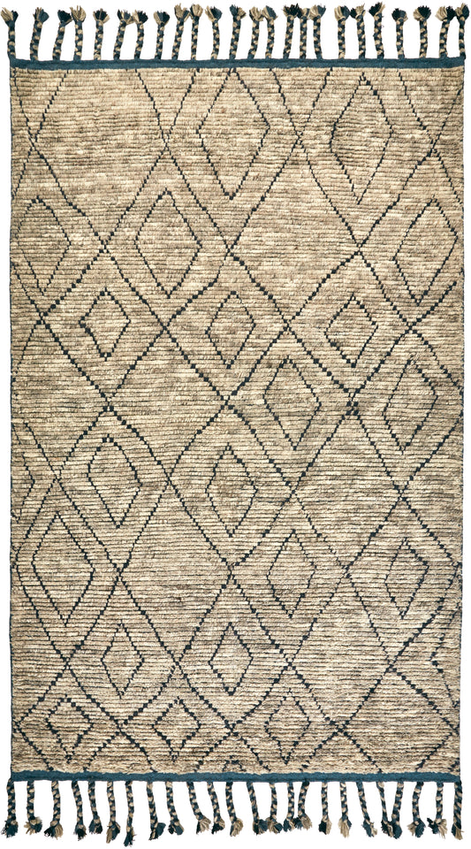Twain Transitional/Global Diamond/Argyle/Trellis & Lattice Tan/Blue/Black - Feizy Rug