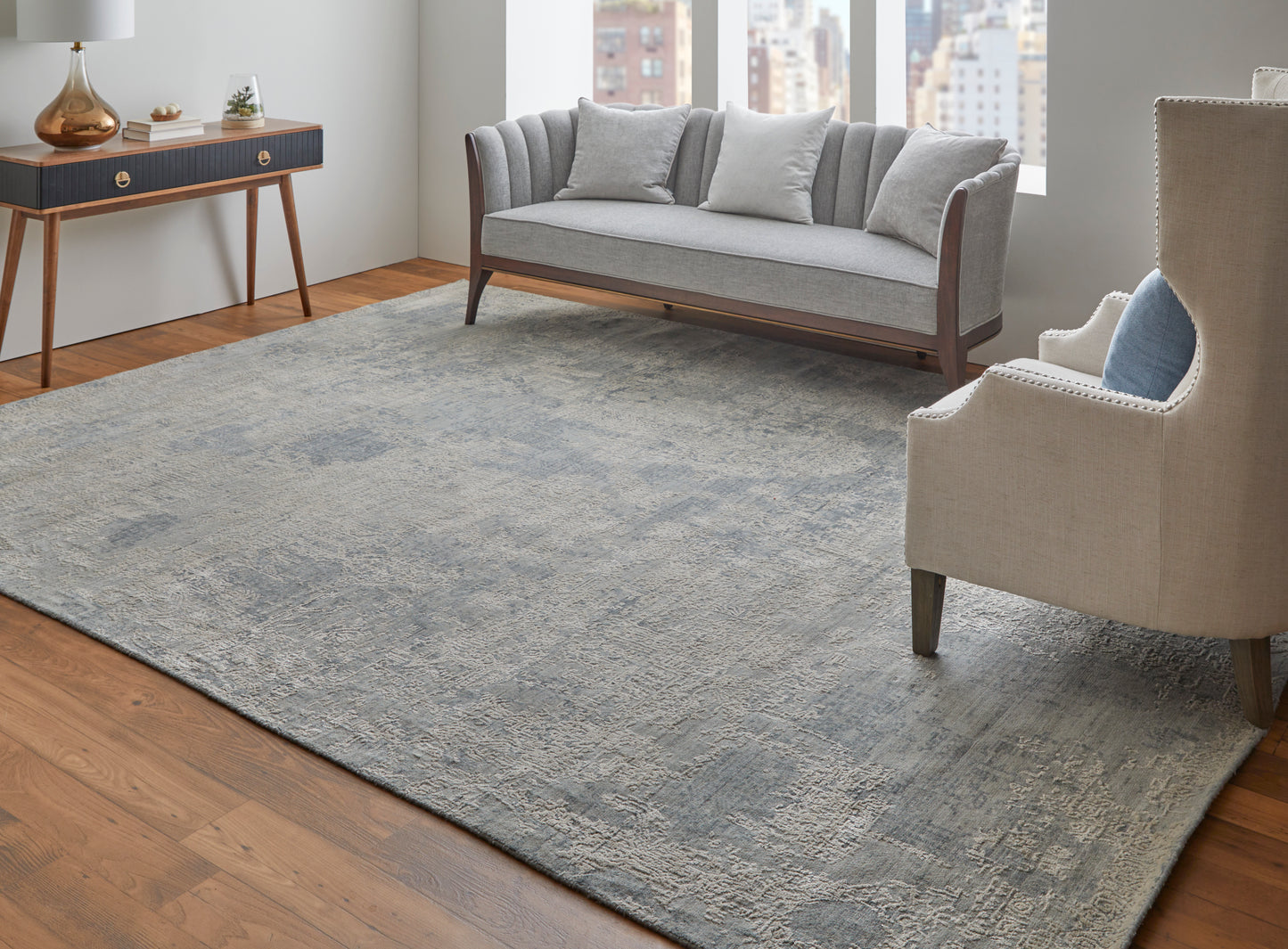 Eastfield Modern/Casual Abstract/Distressed Silver/Gray - Feizy Rug