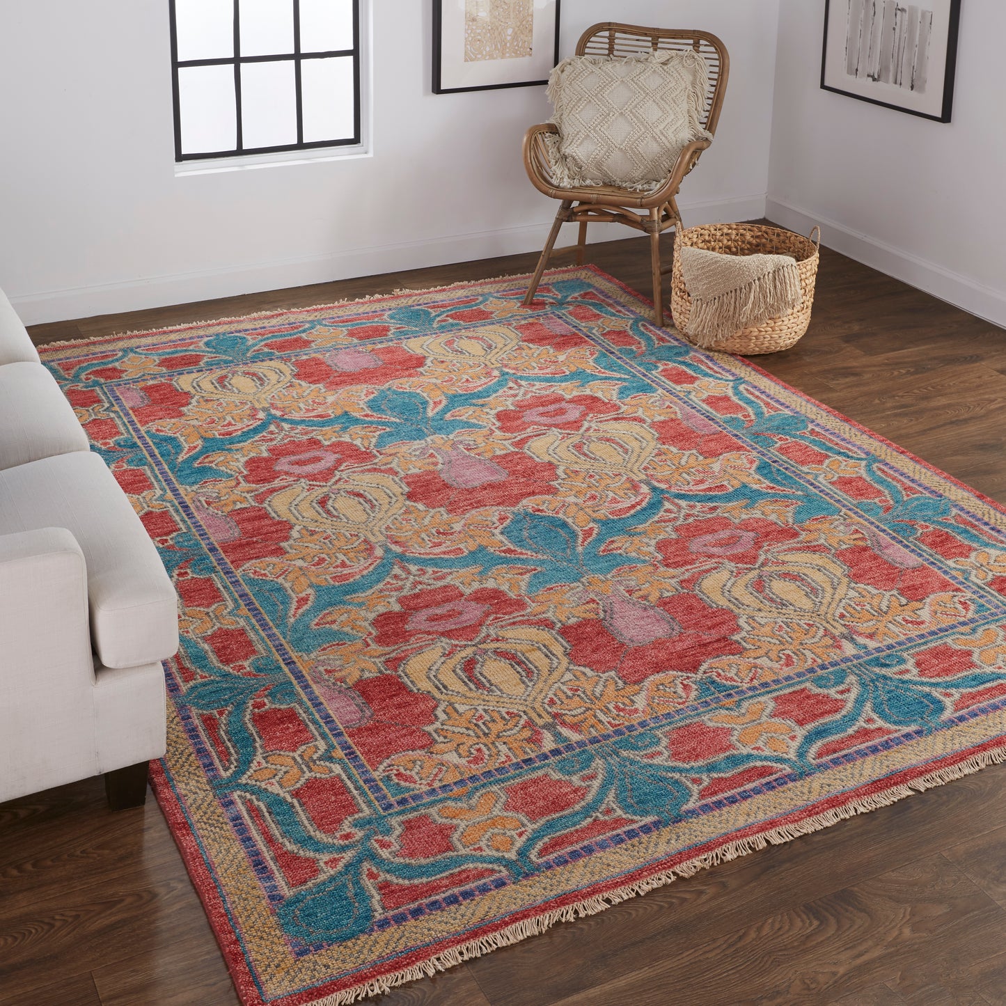 Beall Traditional/Rustic Blue/Red/Yellow Area Rug