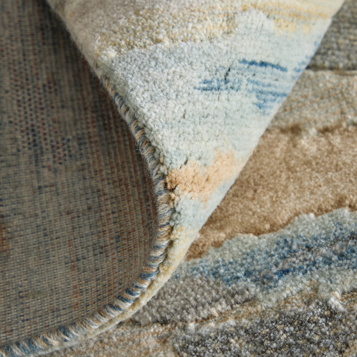 Jaxson Modern/Industrial Abstract/Watercolor Blue/Tan/Gray - Feizy Rug