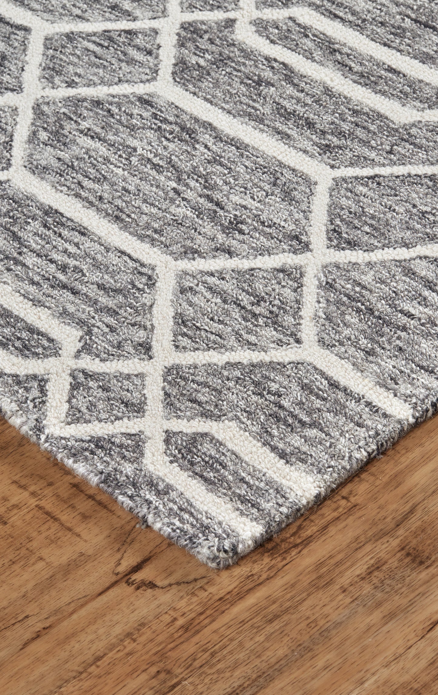 Belfort Transitional/Cottage/Farmhouse Trellis & Lattice/Geometric Gray/Black/Ivory - Feizy Rug
